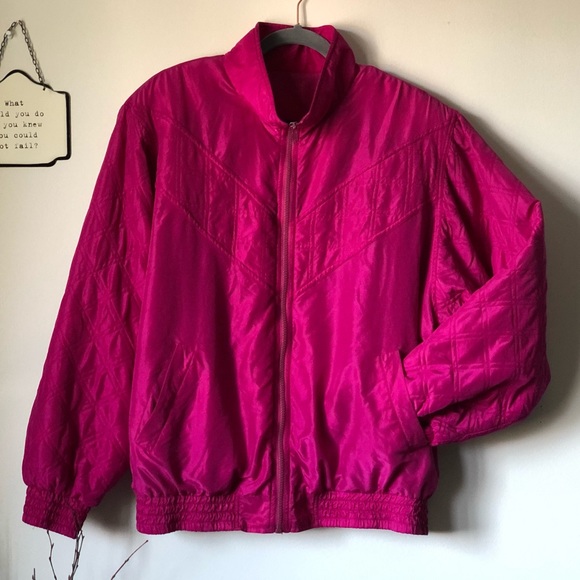 Vintage Jackets & Blazers - Retro 90’s silk windbreaker - fuchsia, size Large